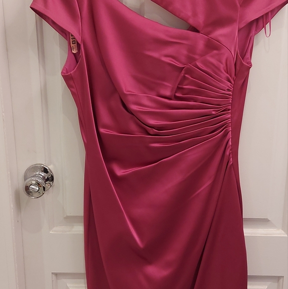 Kay Unger New York cocktail dress in bright fuscia pink satin, size 8 - Picture 2 of 7